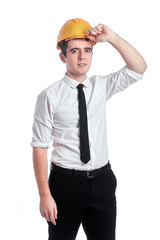 Man with yellow helmet