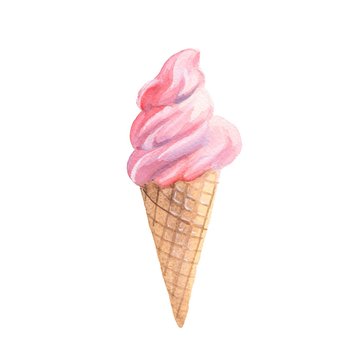 Ice cream. Watercolor illustration 1