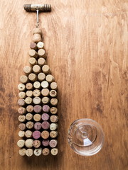 Wine corks in the shape of wine bottle.
