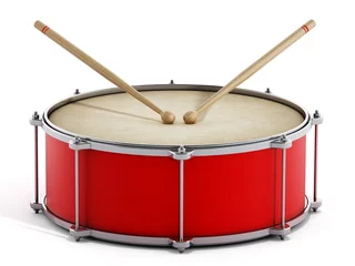 Fotobehang Red drum with stick © Destina