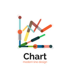 Thin line chart logo design. Graph icon modern colorful flat style