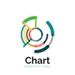 Thin line chart logo design. Graph icon modern colorful flat style