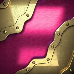pink metal background with yellow element