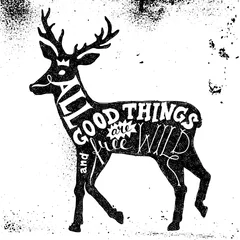 Tuinposter Lettering in deer silhouette © Marina Gorskaya