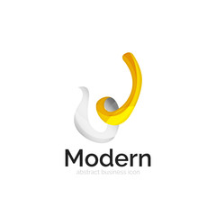 Wave ribbon logo, vector abstract shape