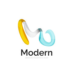 Wave ribbon logo, vector abstract shape