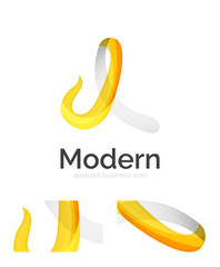 Abstract 3d swirl ribbon logo template with business card corporate identity design