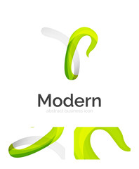 Abstract 3d swirl ribbon logo template with business card corporate identity design