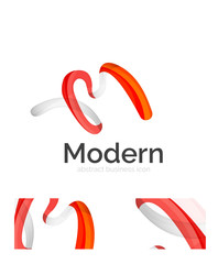 Obraz premium Abstract 3d swirl ribbon logo template with business card corporate identity design