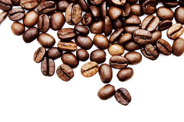 Coffee beans on white background