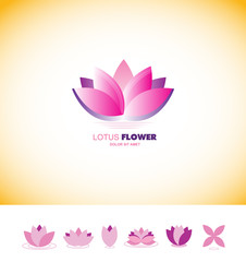 Lotus flower pond logo icon set