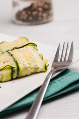 Interlaced courgettes or zucchini slices