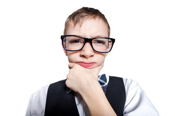 Stylish schoolboy closeup portrait