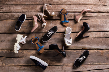 Female casual and luxury shoes.