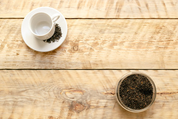 Tea cap on the wooden table