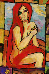 girl with red hair. Painting - 106215711