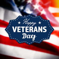 Happy Veterans Day sign on USA flag background