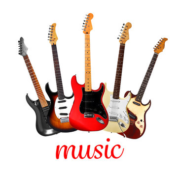 Electric guitars isolated on white
