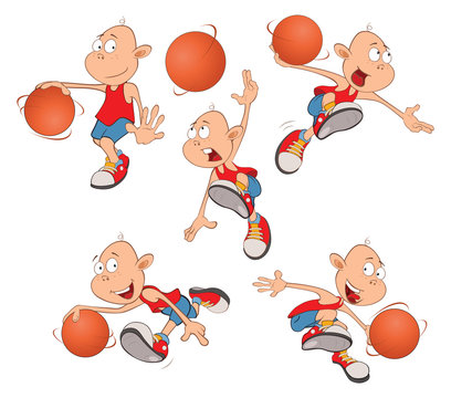  Illustration of Cute Little Boys. Basketball players