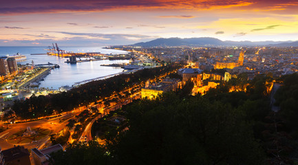 Top  view of seaside part of Malaga