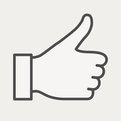 Thumbs up icon flat graphic design. The thin contour lines.