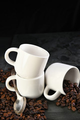 Coffee Cups Beans Slate
