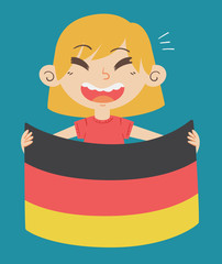Cartoon Girl Holding a Germany Flag