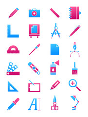 Pink-blue design icons set