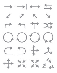 Gray arrows icons set