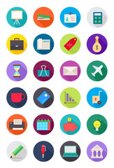 Color round business icons set