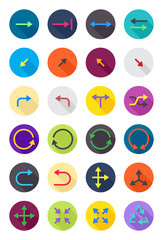 Color round arrows icons set