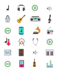 Color music icons set