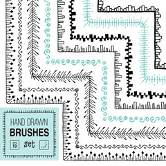 Vector hand drawn vintage ornamental brushes set.