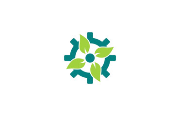 green leaf flower engineering logo