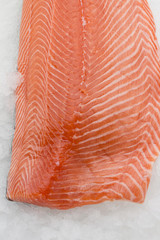 Fresh roe salmon fillet on ice