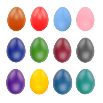 Set of twelve easter eggs isolated on white background with clipping path for design happy easter day.