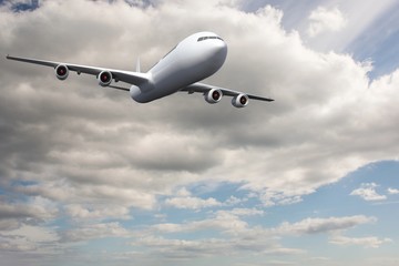 Fototapeta na wymiar Composite image of flying airplane