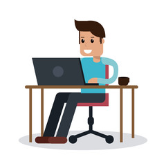 boy Working on laptop design