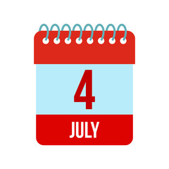 4 July Calendar, Independence Day USA icon
