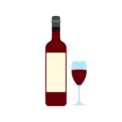 Bottle red wine and glass icon