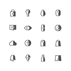 Symmetric vector half colored icons 3 - different grey symbols on the white background