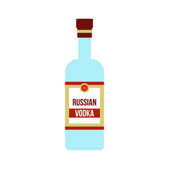 Bottle of vodka icon, flat style