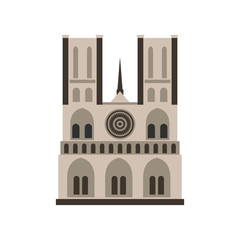 Norte Dame Cathedral, Paris icon, flat style 