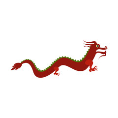 Red chinese dragon icon, flat style