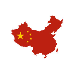 Fototapeta premium Map of China with national flag icon, flat style