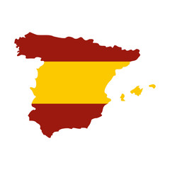 Map of Spain in Spanish flag colors icon