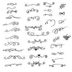 Set of hand drawn decorative  elements for your design. Doodle style.