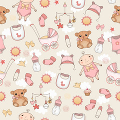 Baby shower. Seamless texture.