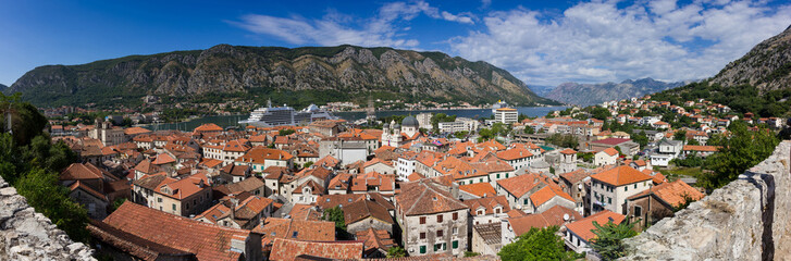 Fototapeta na wymiar View of kotor old town from Lovcen mountain in Kotor, Montenegro