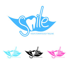 Dental clinic logo template with tooth icon.